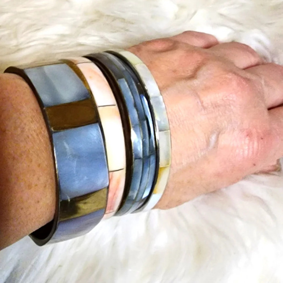 Vintage Mother of‎ pearl bangles - Picture 1 of 7